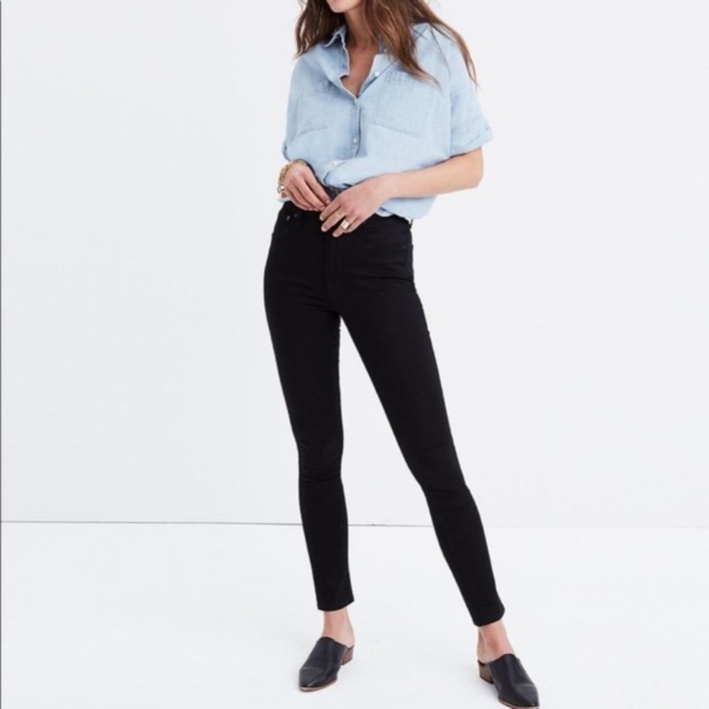 Madewell 9" High Riser Skinny‎ Skinny Jeans Onyx Black 25T Denim stretching